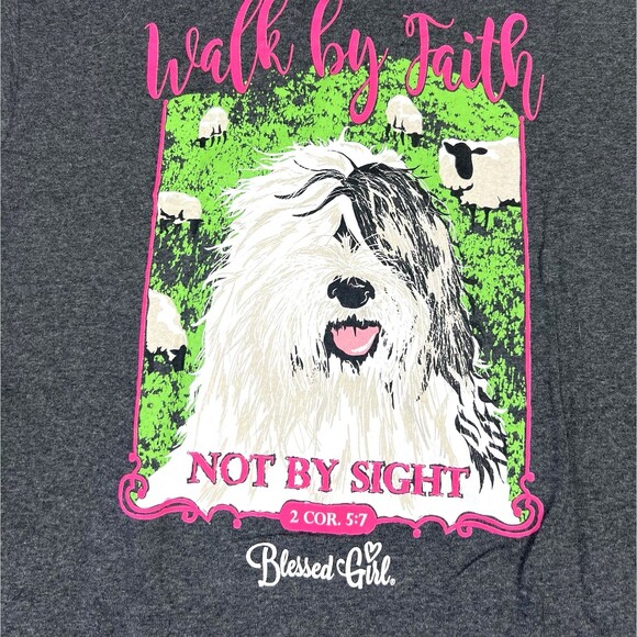 Blessed Girl "Walk by Faith Not By Sight 2 Cor 5:7' Gray Womens T-Shirt Size S - Picture 8 of 8